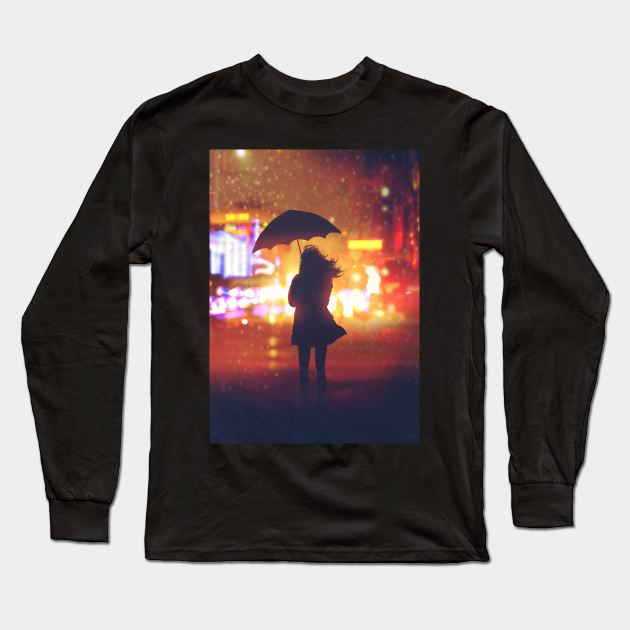 Lonely woman Long Sleeve T-Shirt by Izdihaarr